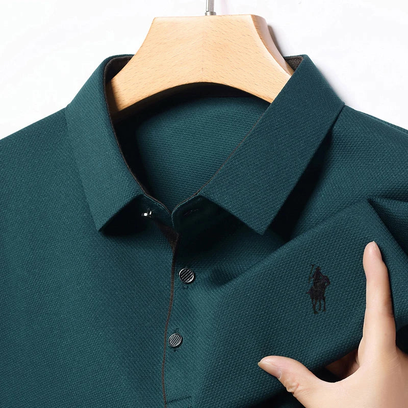 Light Luxury 202 Paul Men's Polo Shirt Long Sleeved T-shirt Casual Daily Lapel Sweatshirt Base