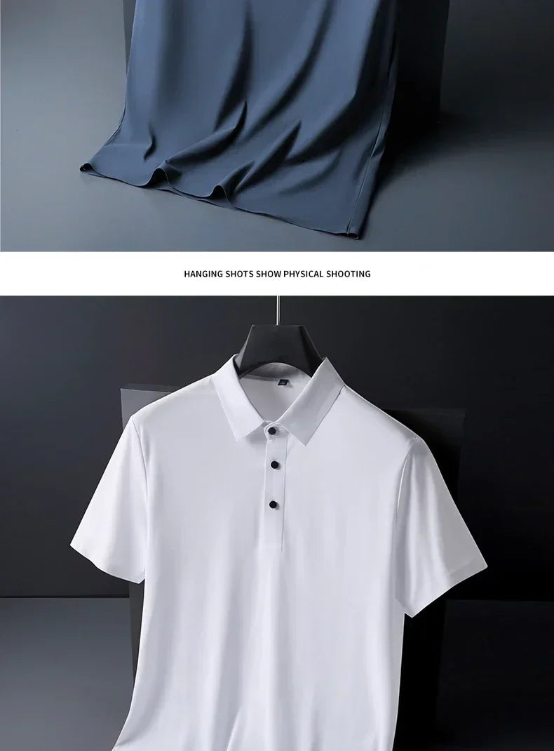 10 Color Men's Thin Polo Shirt Summer New Ice Silk Popular Business Casual Breathable Lapel Polo Shirt for Man Brand Clothing