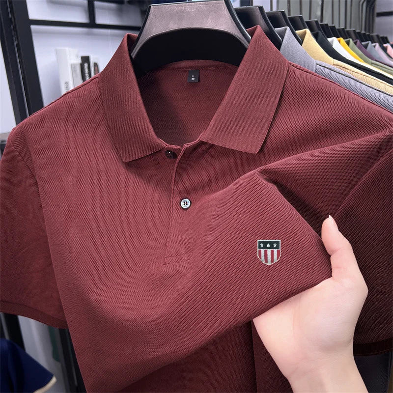 men's summer luxury brand cotton 100% polo shirt lapel printing short sleeves t-shirt business leisure ventilate men's clothing