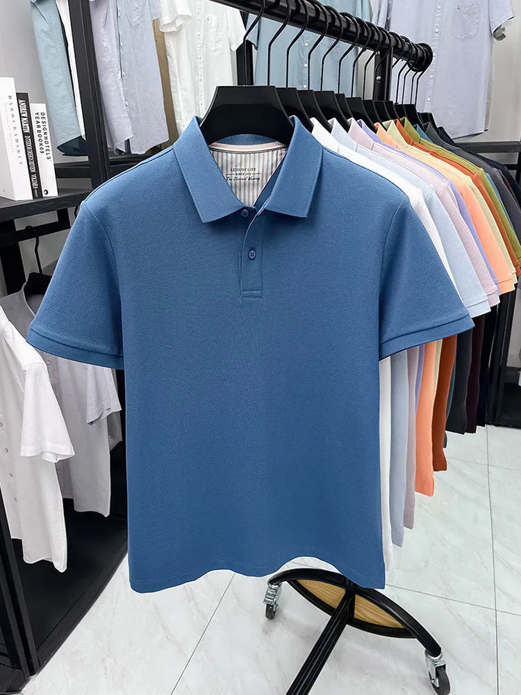 Men's Premium Cotton Polo Shirt Open Hem Design Breathable & Soft Factory Direct Supply  14 Trendy Colors Golf Top