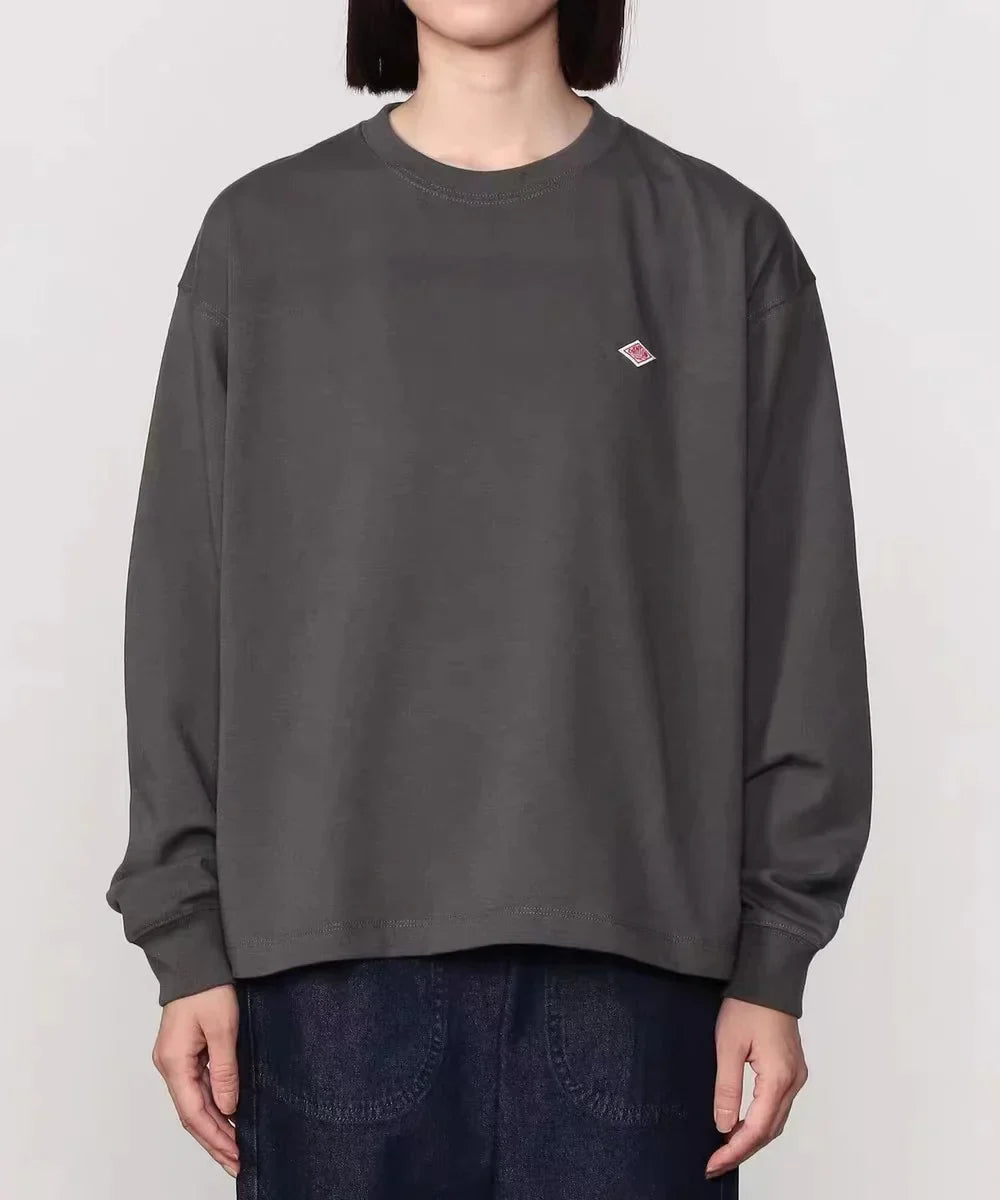 Spring Exported to Japan style Classic fashion Solid Simple Loose Long sleeve Cotton T-shirt Top Man Small Icon Embroidery Tees
