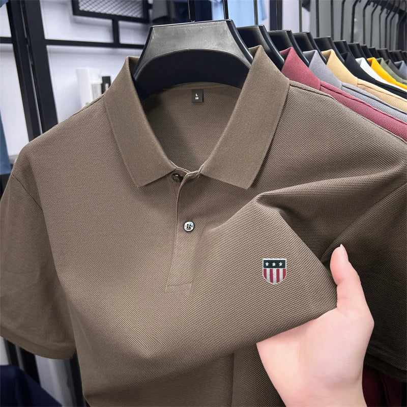 men's summer luxury brand cotton 100% polo shirt lapel printing short sleeves t-shirt business leisure ventilate men's clothing