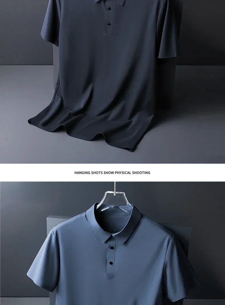 10 Color Men's Thin Polo Shirt Summer New Ice Silk Popular Business Casual Breathable Lapel Polo Shirt for Man Brand Clothing