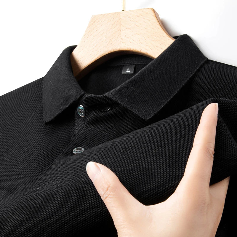 Classic Men Short Sleeve Polo Shirt 100% Mercerized Cotton Breathable Summer Golf Business Casual Athletic Tops