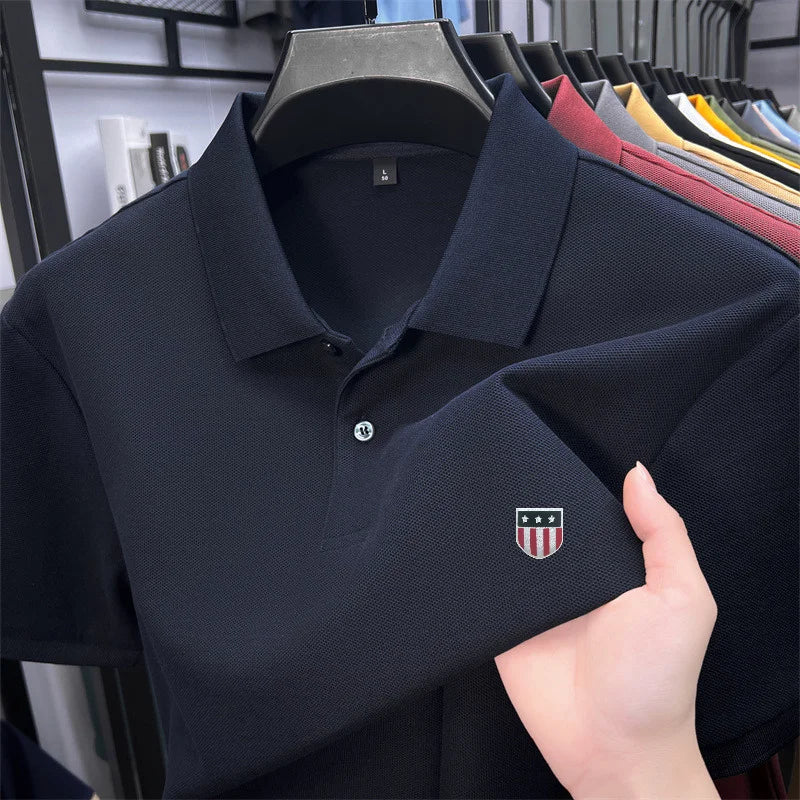 men's summer luxury brand cotton 100% polo shirt lapel printing short sleeves t-shirt business leisure ventilate men's clothing