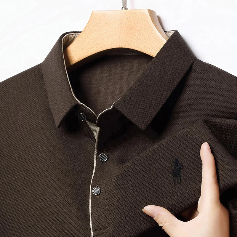 Light Luxury 202 Paul Men's Polo Shirt Long Sleeved T-shirt Casual Daily Lapel Sweatshirt Base