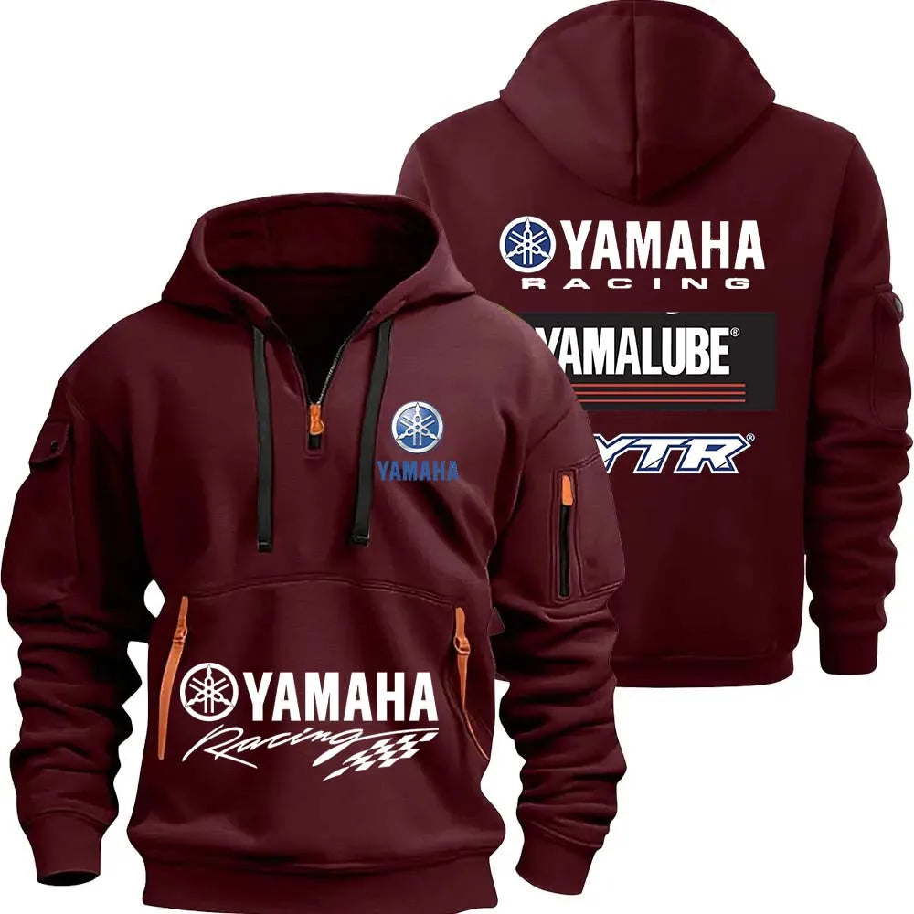 Logo Motorcycle Racing Team Men Half Zipper Hoodie Spring Male Sweatshirt Fashion Sports Men's Pullover Clothes
