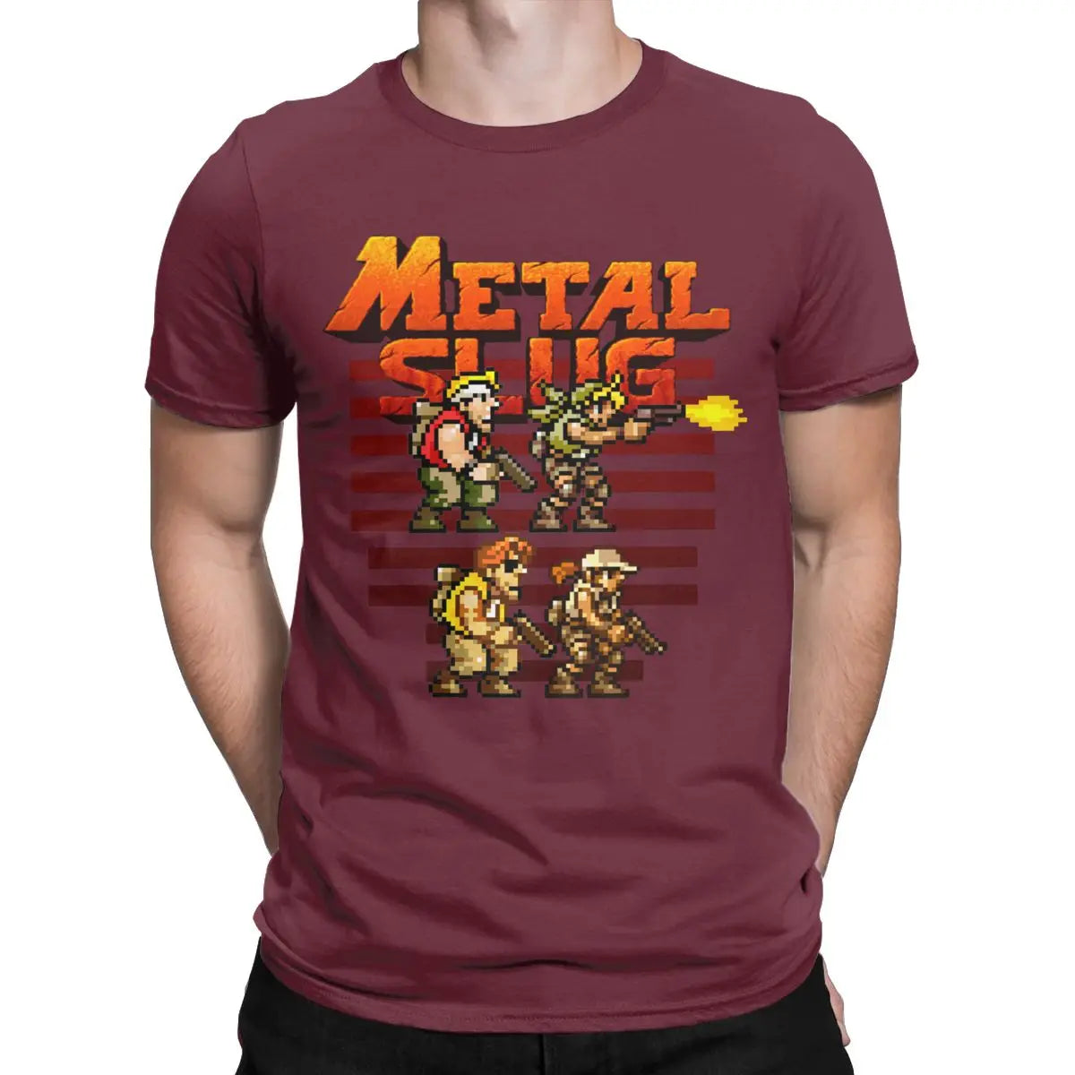 Metal Slug Pixel Fan pixel art arcade game retro gamer video games Men's shirt Cotton Tees Short Sleeve T Shirt Printed Clothing