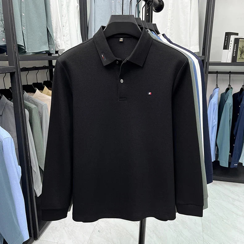 High end embroidery craft polo shirt long sleeved brand autumn Men's Wear comfortable breathable cotton casual business T-shirt