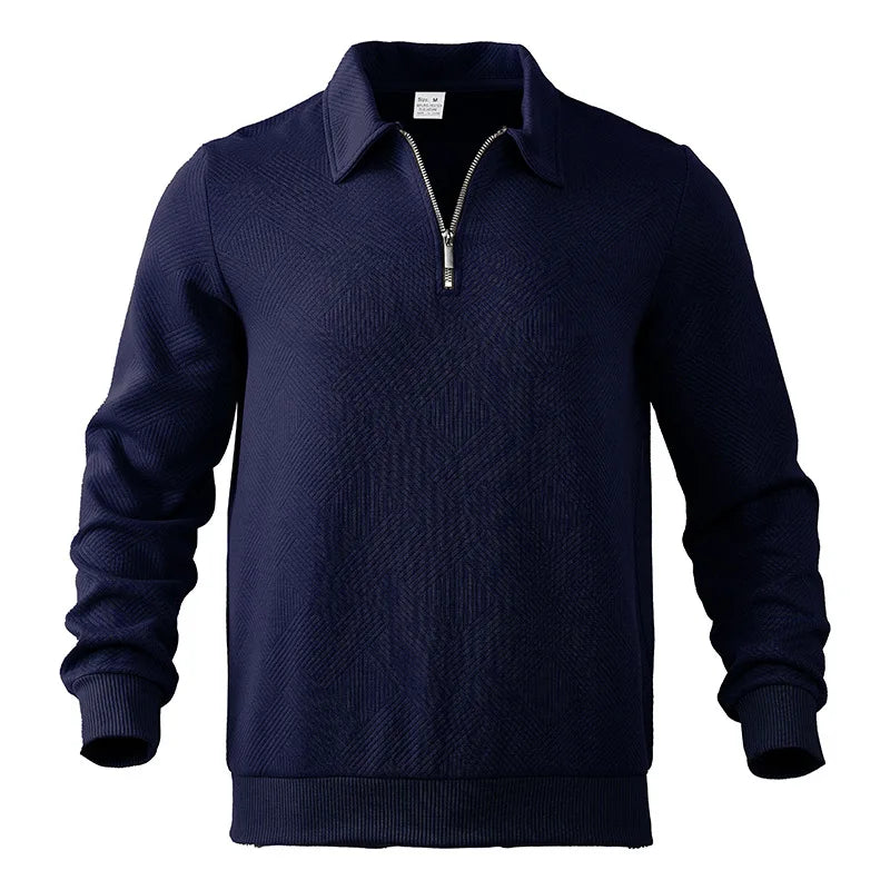 24 cross-border popular autumn long-sleeved lapel zipper men's loose casual top polo shirt