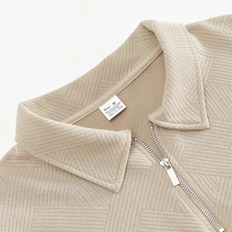 24 cross-border popular autumn long-sleeved lapel zipper men's loose casual top polo shirt