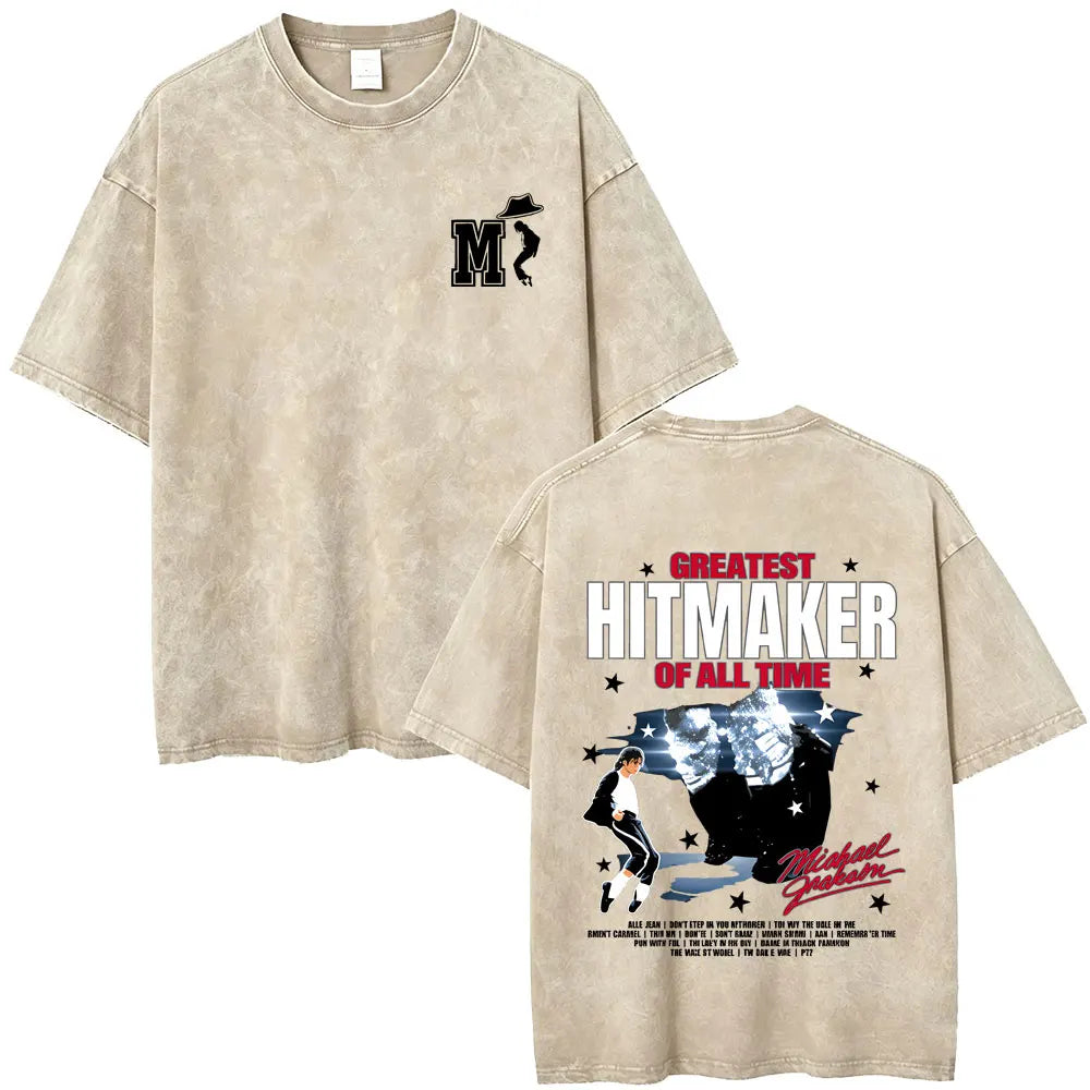 Washed Vintage Michael Jackson Face Graphic T-shirt Men Women Fashion Hip Hop Oversized T-shirts Male Retro Gothic Rock T Shirts