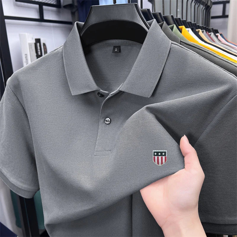 men's summer luxury brand cotton 100% polo shirt lapel printing short sleeves t-shirt business leisure ventilate men's clothing