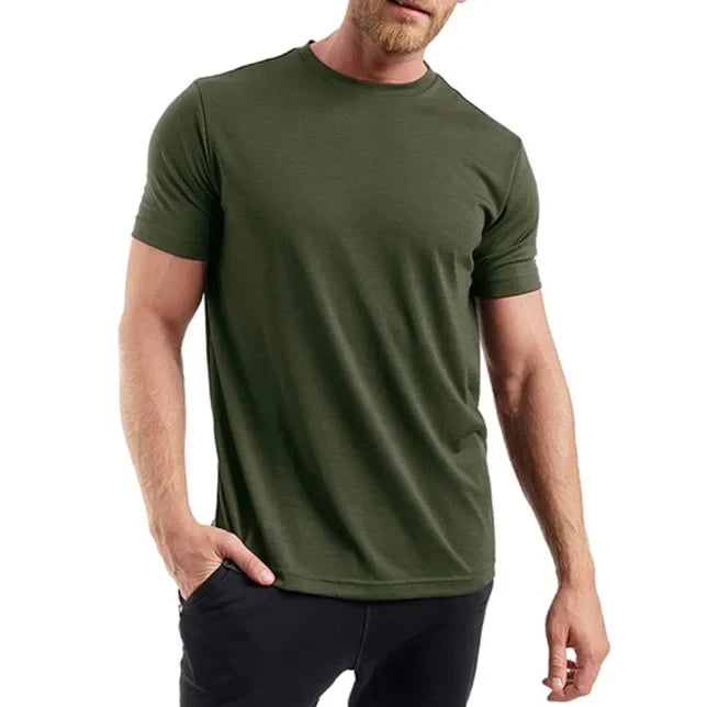Superfine Merino Wool T shirt Men Base Layer Merino Shirt Wicking Breathable Quick Dry Anti-Odor No-itch Big USA Size