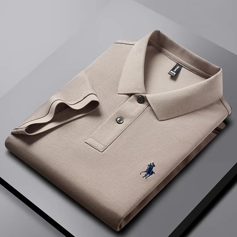 High end 100% cotton men's short sleeve solid color polo shirt light luxury brand embroidered business casual summer New T-shirt