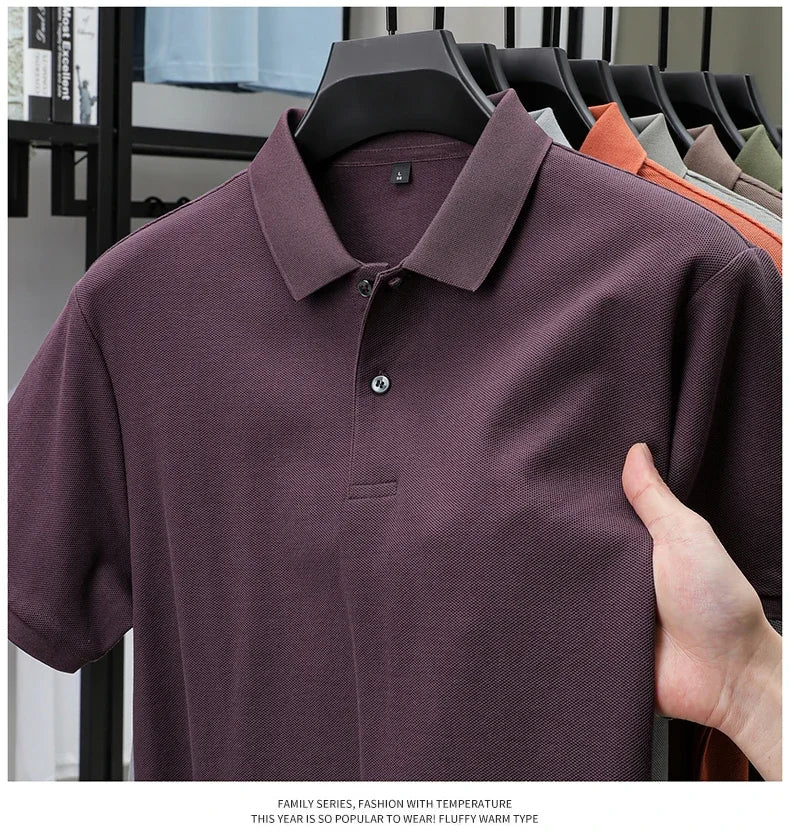 Men's 100% Cotton Polo Shirt - Summer Casual Breathable Tee,19 Colors,Ideal for Golf and Sports,Business Casual,Silk-Like Finish
