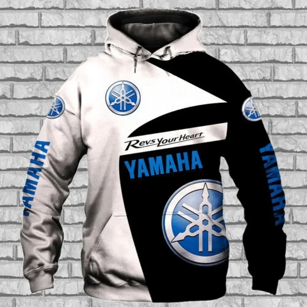 New popular Yamaha motorcycle 3D printed hoodie, fashionable men's outdoor riding extreme sports racing top