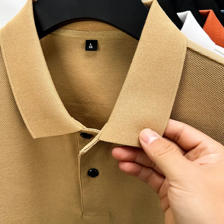 Classic Men Short Sleeve Polo Shirt 100% Mercerized Cotton Breathable Summer Golf Business Casual Athletic Tops