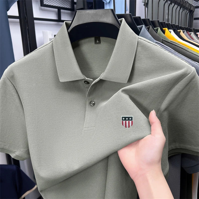 men's summer luxury brand cotton 100% polo shirt lapel printing short sleeves t-shirt business leisure ventilate men's clothing