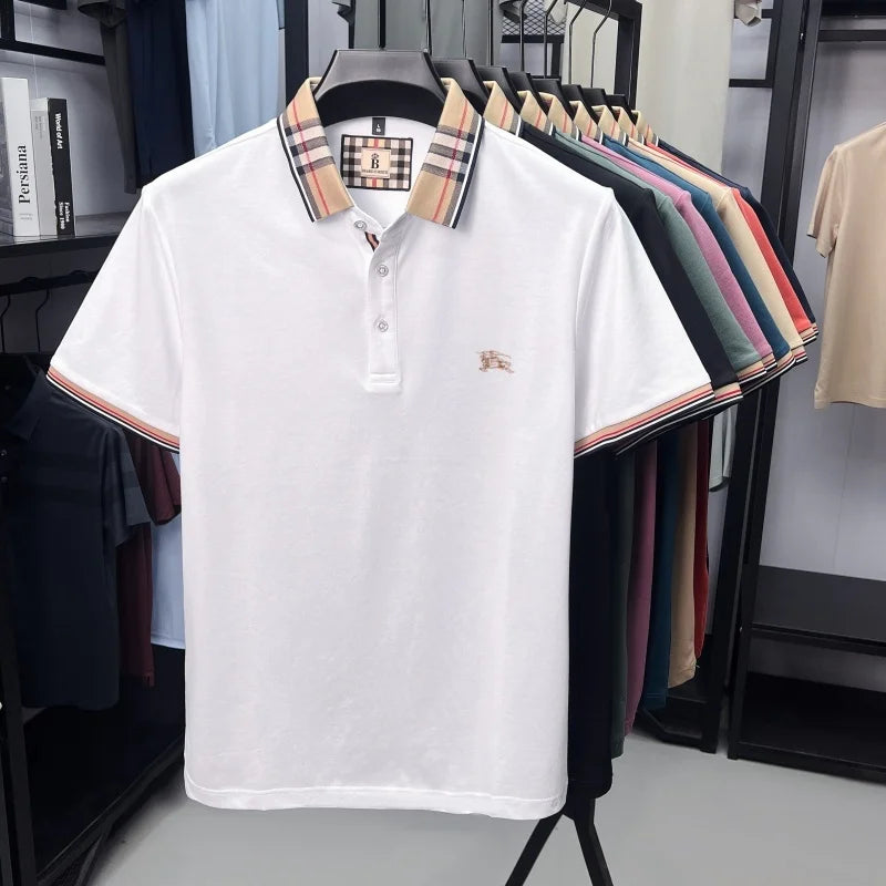 Designer brand men's short sleeve polo shirt new embroidery silky cotton breathable summer Korean fashion casual Paul T-shirt