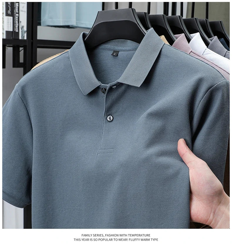 Men's 100% Cotton Polo Shirt - Summer Casual Breathable Tee,19 Colors,Ideal for Golf and Sports,Business Casual,Silk-Like Finish
