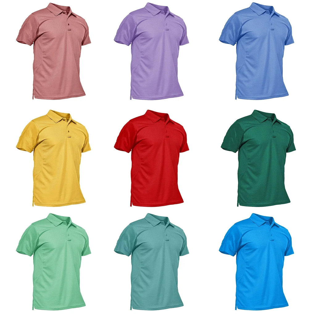 Summer Colorful Fashion Polo Tee Shirts Men's Short Sleeve T-shirt Quick Dry Army Team Work Green T-Shirt Tops Clothing