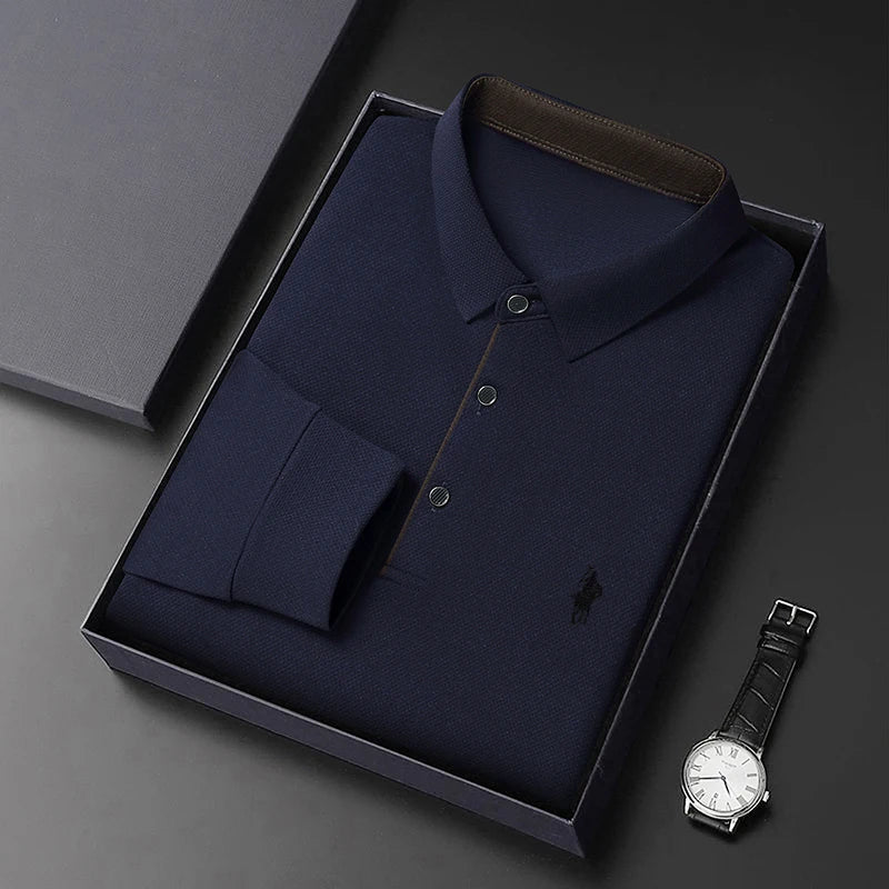 Light Luxury 202 Paul Men's Polo Shirt Long Sleeved T-shirt Casual Daily Lapel Sweatshirt Base