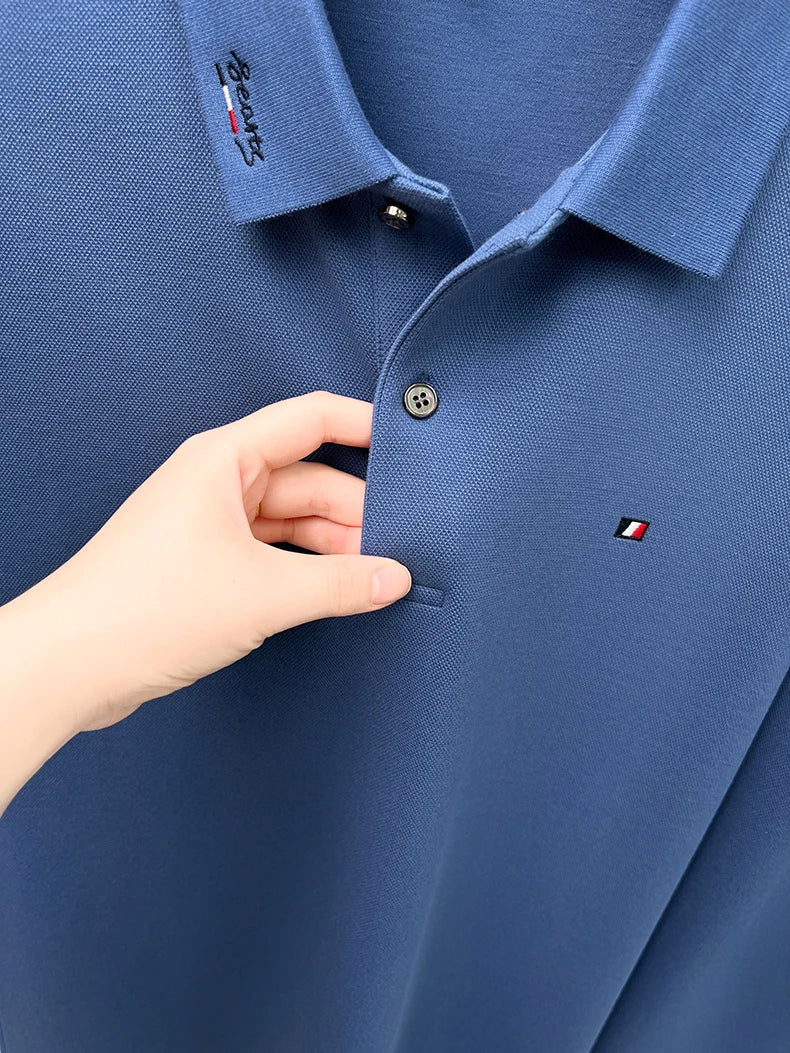 High end embroidery craft polo shirt long sleeved brand autumn Men's Wear comfortable breathable cotton casual business T-shirt