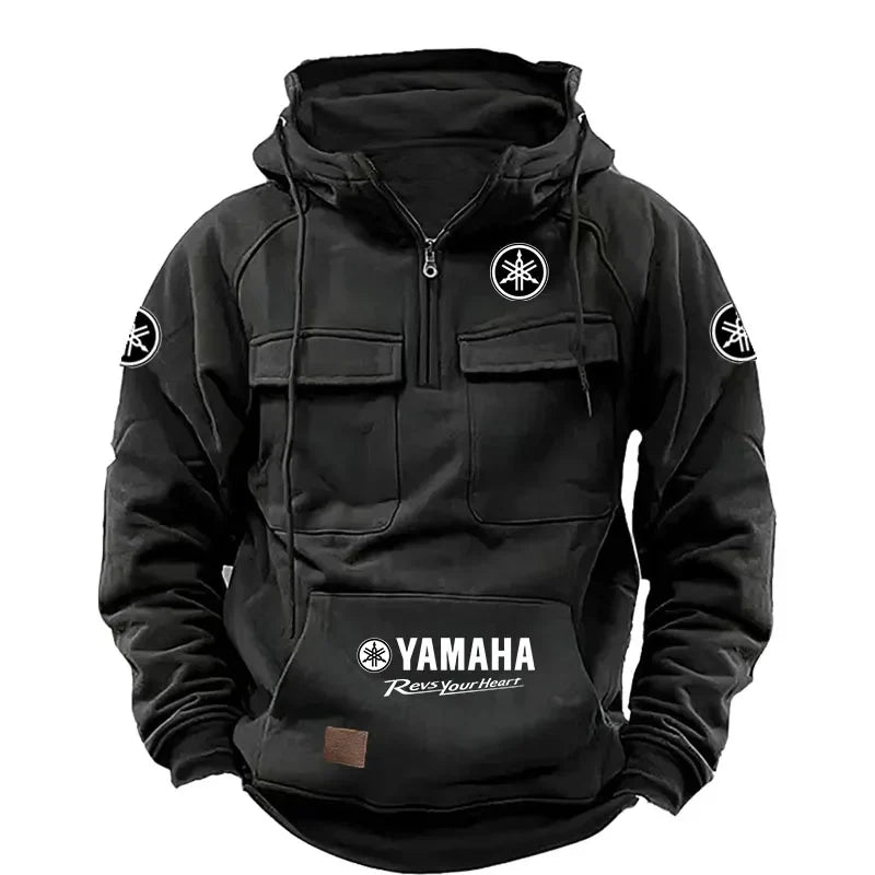 2026 Yamaha Logo Men's High Quality Multi Pocket Hoodie Coat Autumn/Winter Trendy Casual Sports Hoodie Top Hooded Sweatshirt