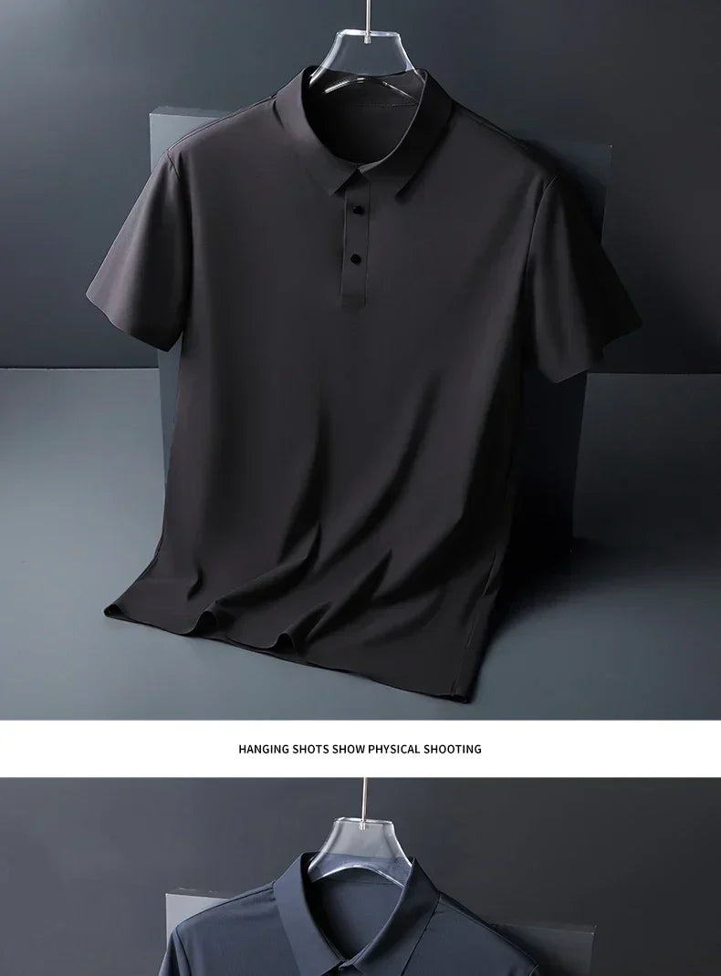 10 Color Men's Thin Polo Shirt Summer New Ice Silk Popular Business Casual Breathable Lapel Polo Shirt for Man Brand Clothing