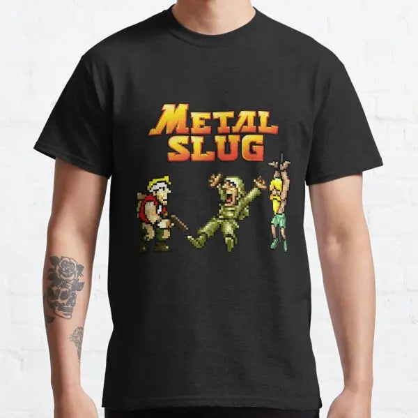 Metal Slug Pixel Fan pixel art arcade game retro gamer video games Men's shirt Cotton Tees Short Sleeve T Shirt Printed Clothing