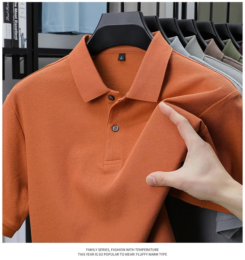 Men's 100% Cotton Polo Shirt - Summer Casual Breathable Tee,19 Colors,Ideal for Golf and Sports,Business Casual,Silk-Like Finish