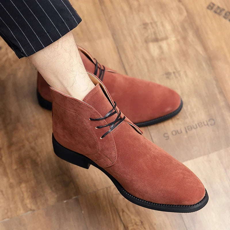 Leather Men Ankle Chelsea Boots Men Work Shoes Pointed Toe Leisure Boots for Male Casual Motorcycle Boots Botas Plus Size 38-48