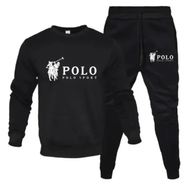 Men's two-piece round-neck sweatshirt + jogging pants, autumn and winter fashion, outdoor fitness and casual sportswear set