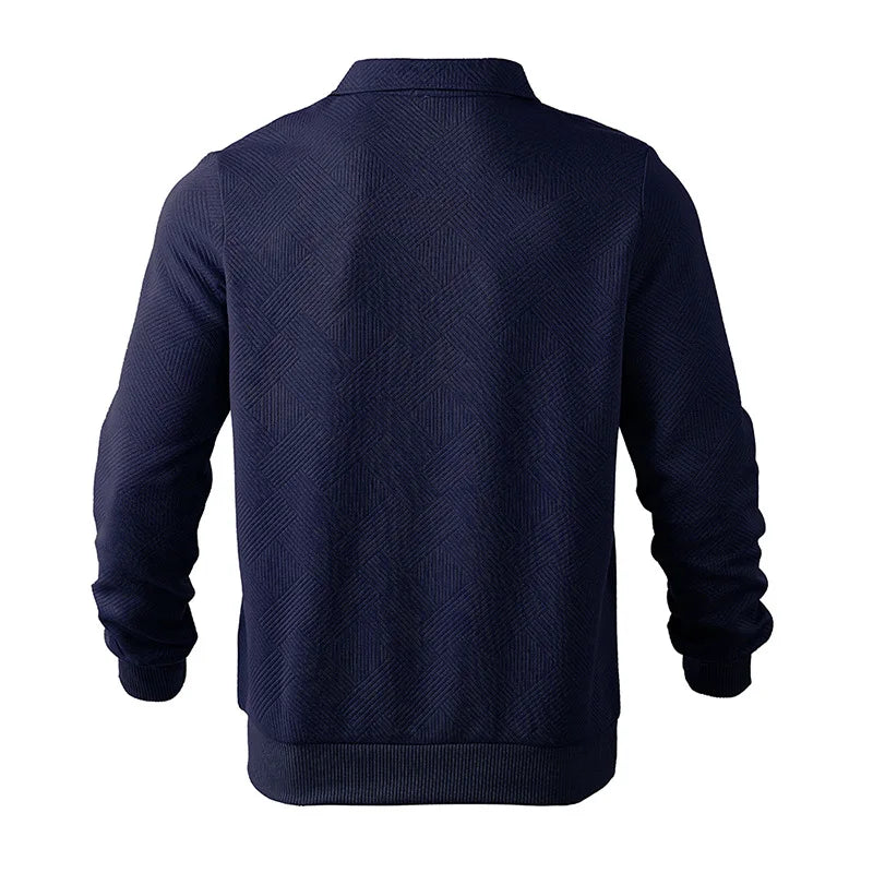 24 cross-border popular autumn long-sleeved lapel zipper men's loose casual top polo shirt