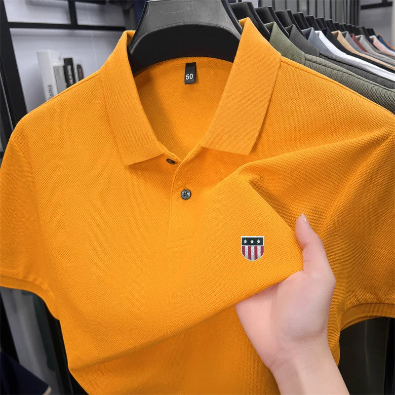 men's summer luxury brand cotton 100% polo shirt lapel printing short sleeves t-shirt business leisure ventilate men's clothing