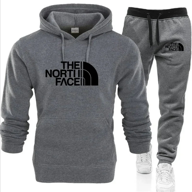 2025 Men's Autumn/Winter Fashion Printed Casual Two Piece Hooded Sports Shirt and Pocket Pants Regular Fit Outdoor Sports Set