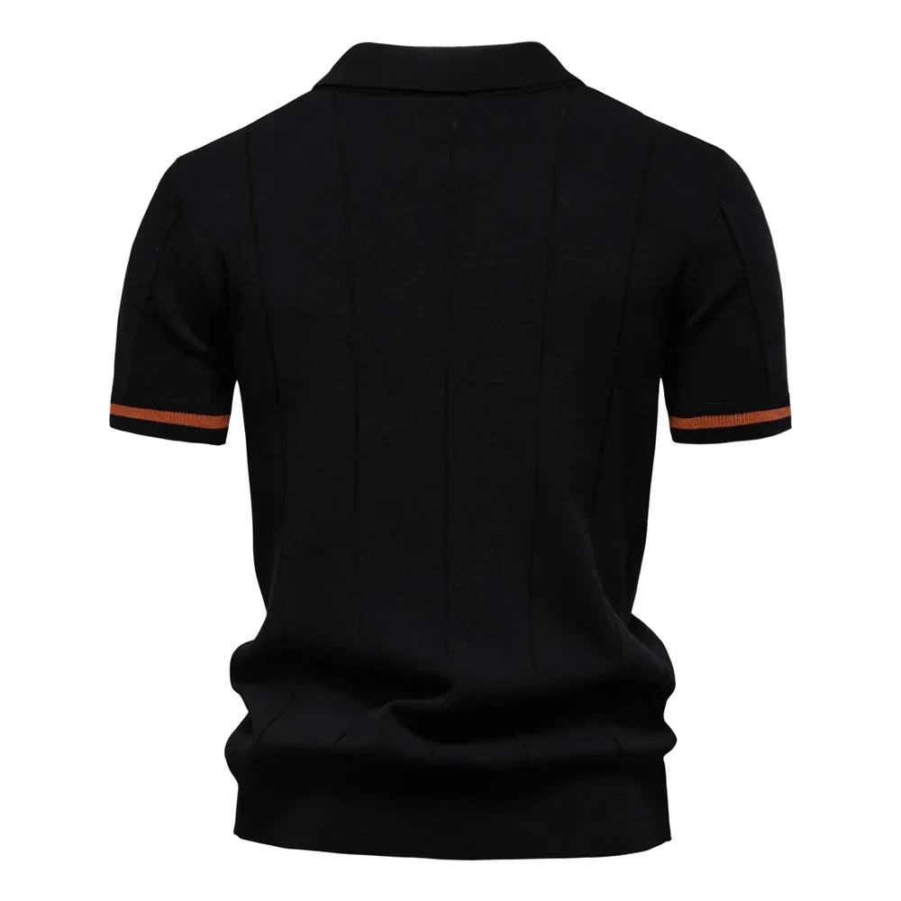 Men's Solid Color Sport Zipper Polo Shirt Athletic Social Polo Shirts for Men Office Slim Fit Polo