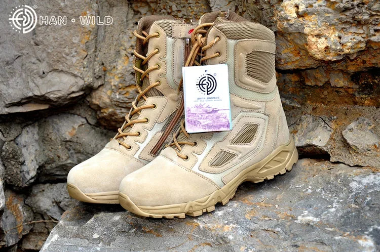 Mens Boot Genuine Leather Vintage Lace Up Waterproof Safety Shoes Black Desert Combat Tactical Ankle Boots Men
