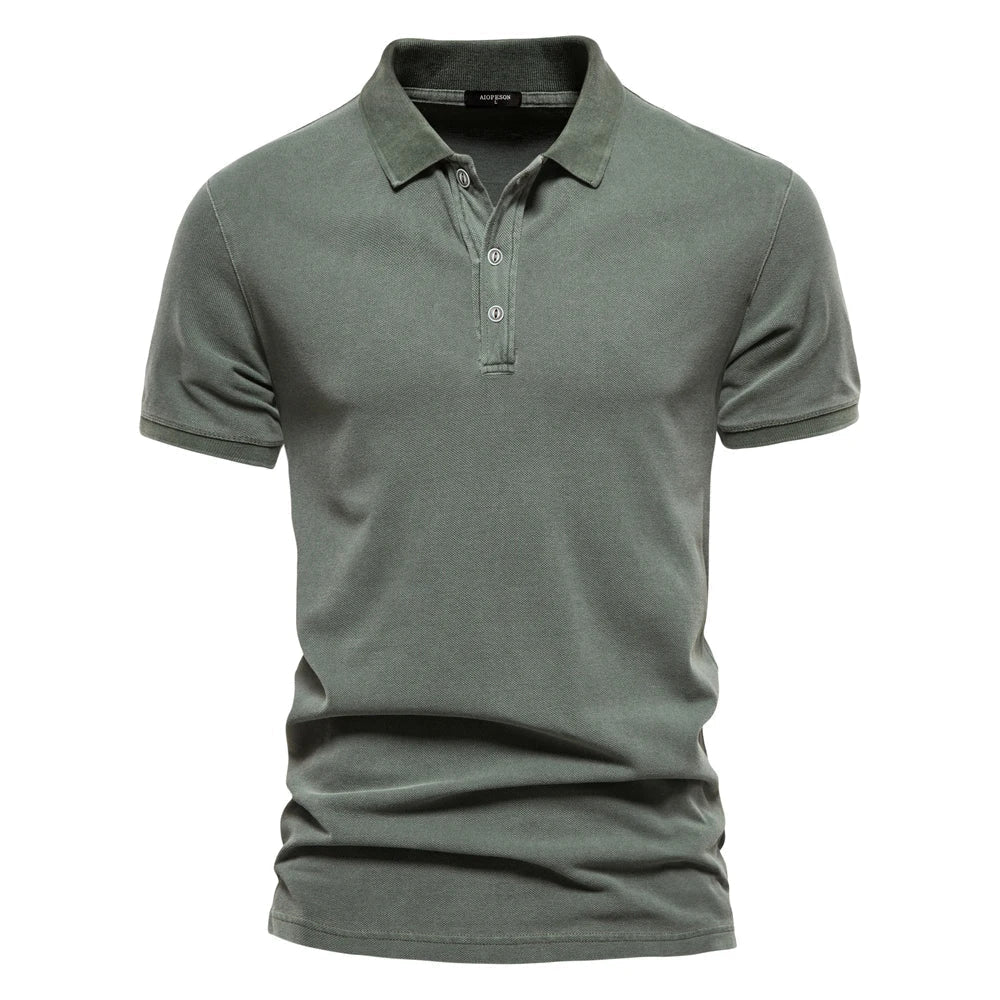 100% Cotton Solid Color Men's Polo Shirts Casual Short Sleeve Turndown Men's Shirts Fashion Streetwear Polos for Men
