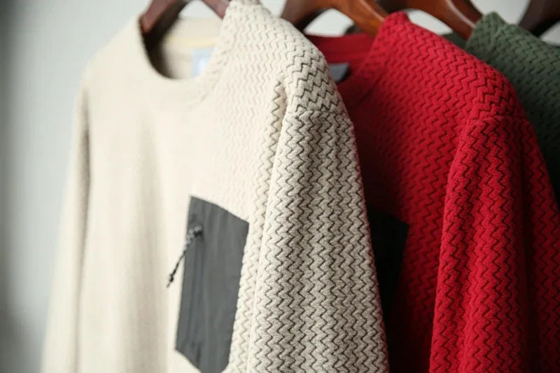 Wave texture outdoor comprehensive training for men and women, warm and quick-drying long-sleeved sweatshirts