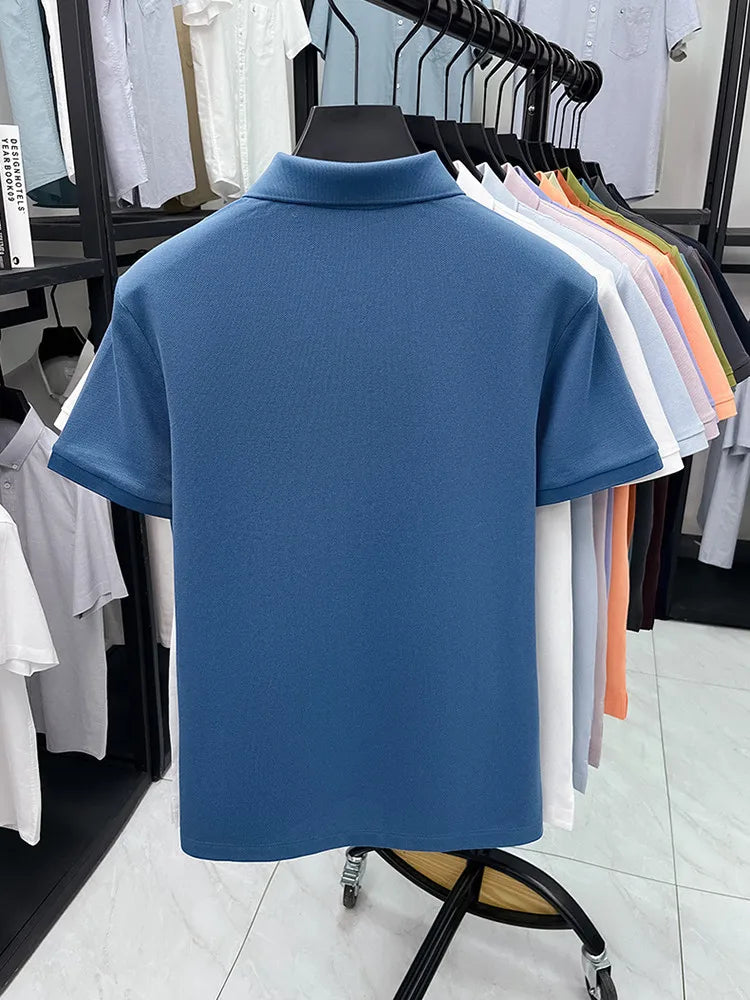 Men's Premium Cotton Polo Shirt Open Hem Design Breathable & Soft Factory Direct Supply  14 Trendy Colors Golf Top