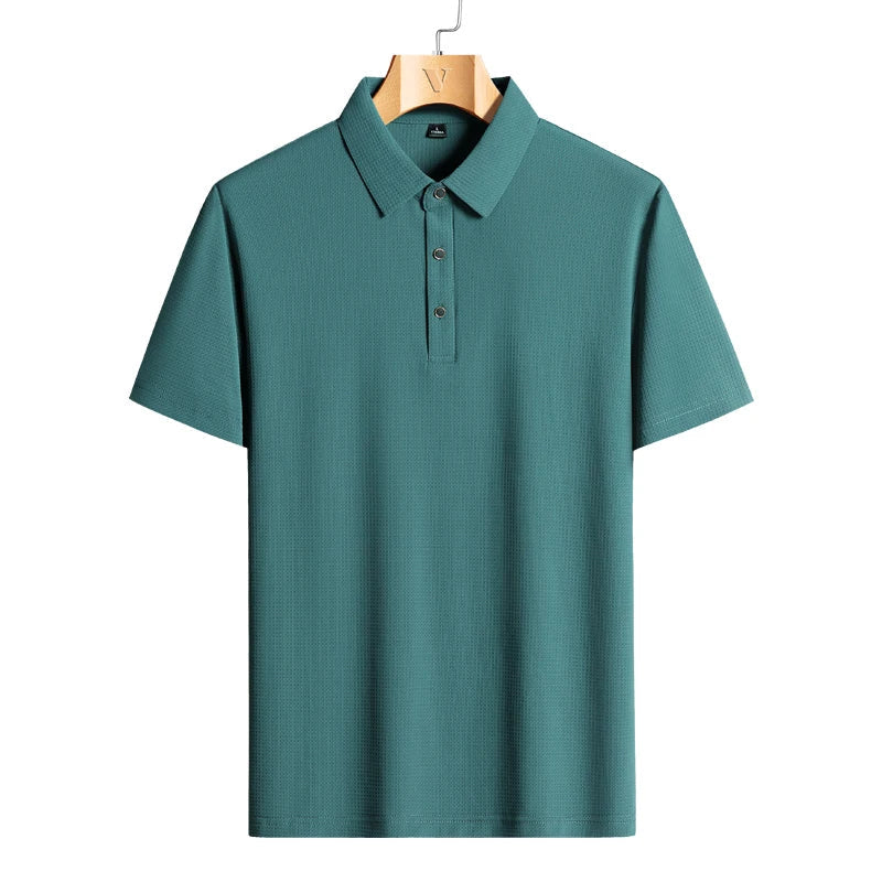 M-9XL Summer Polo Shirt Men New Breathable Mesh Ice Silk Quick-drying Short-sleeved T-shirt Elastic Sports Tops Men Clothing
