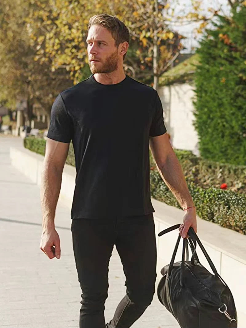 Superfine Merino Wool T shirt Men Base Layer Merino Shirt Wicking Breathable Quick Dry Anti-Odor No-itch Big USA Size