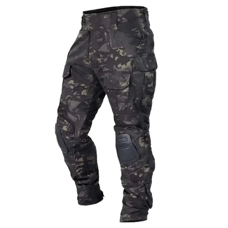Tactical Military Camo Pants Men Multi Pockets Cargo Trousers with Protective Knee Pads for Hunting Airsoft Wargame