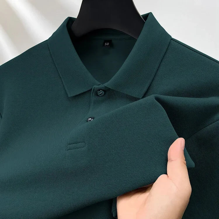 100% Cotton Polo Shirt, Four Seasons Universal  Leisure Long Sleeve, Breathable Lapels T-shirt, Perfect for Golf Sports Durable
