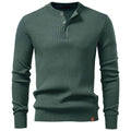 Button Placket Polo Shirt Men Ribbed Stripe Long Sleeve Contemporary Fit Minimalist Autumn Winter Premium Business Top