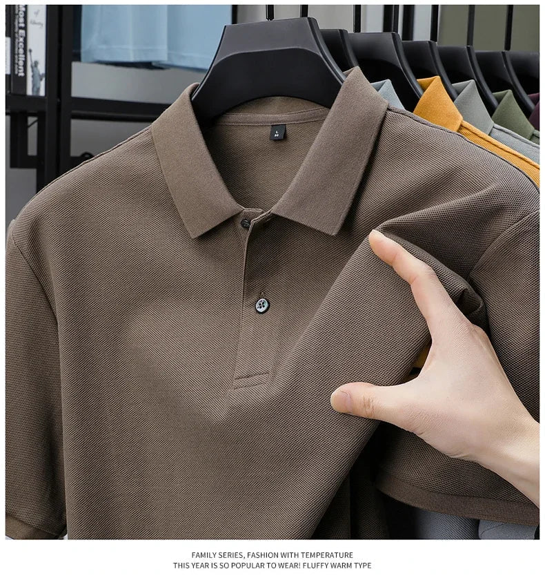 Men's 100% Cotton Polo Shirt - Summer Casual Breathable Tee,19 Colors,Ideal for Golf and Sports,Business Casual,Silk-Like Finish