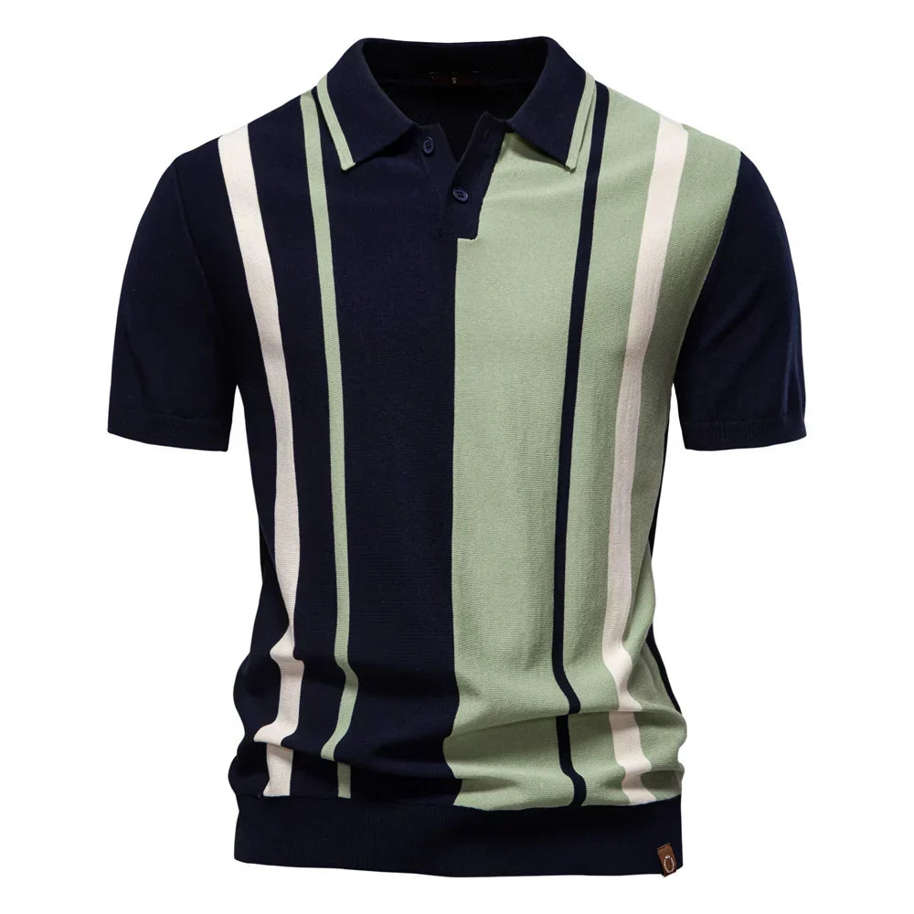 Brand Men's Striped Mesh Polo Shirt for High Quality Breathable Fabric Stylish Casual Male Polo Shirts ﻿