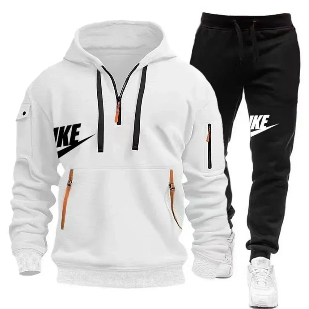 2026 New men's autumn and winter suit zipper hoodie + trousers suit casual men's sportswear